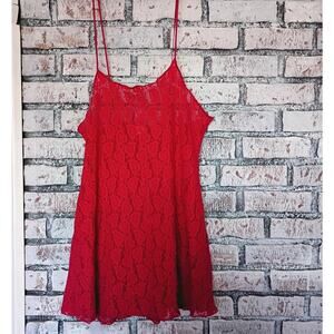 VTG Red Lace Baby Doll Sexy Lingerie Nighty Slip Dress Women L Flirty Naughty
